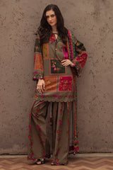 3-PC Stitched Printed Winter Grip Soft & Silk brown