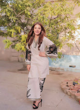 WHITE PLAZZO STICHTED 2PCS