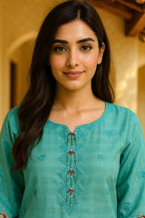 Meerab Embroidered Cotton Lawn 2-Piece Suit – Aqua Blue