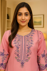 Momina Pink Embroidered Two-Piece Dress