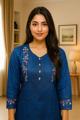 Women’s Zinc Blue Embroidered 2 Piece