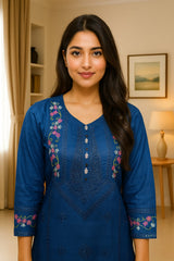 Women’s Zinc Blue Embroidered 2 Piece