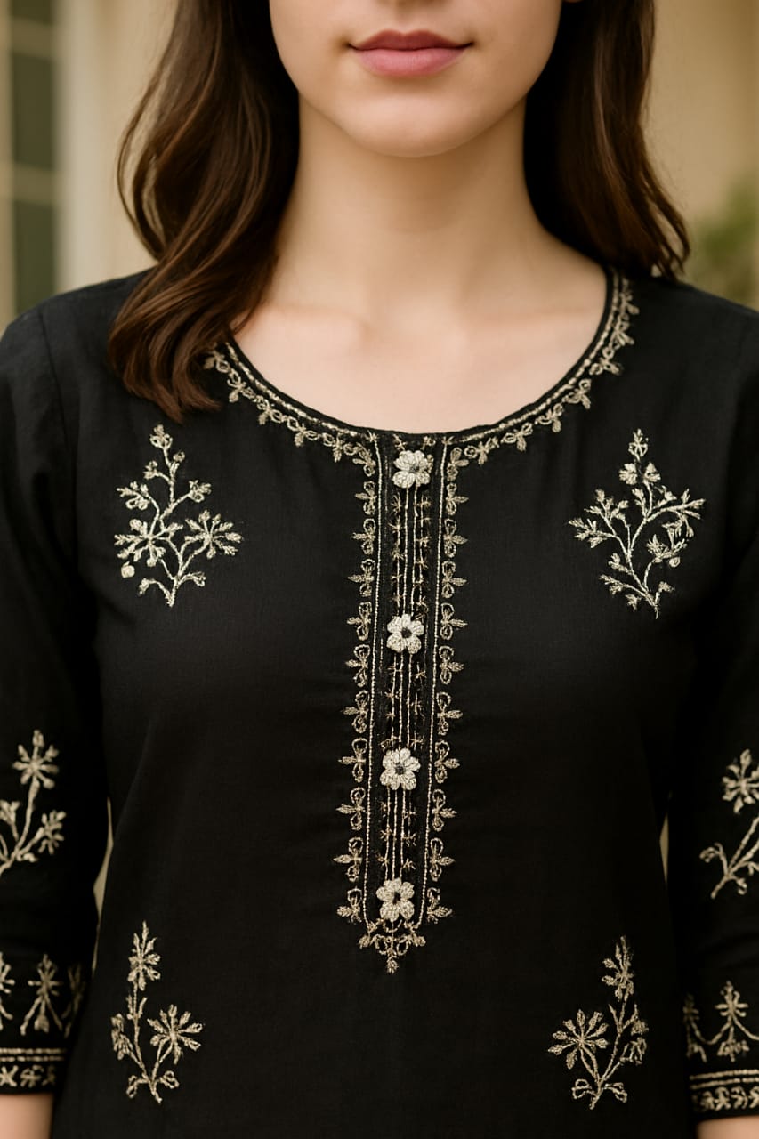 Golden Petals – Black 2PCS Elegance Edition