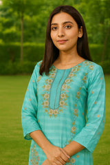NOOR-E-NAZ 2-Pcs Aqua Blue Dress